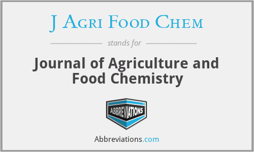 J Agri Food Chem - Journal of Agriculture and Food Chemistry